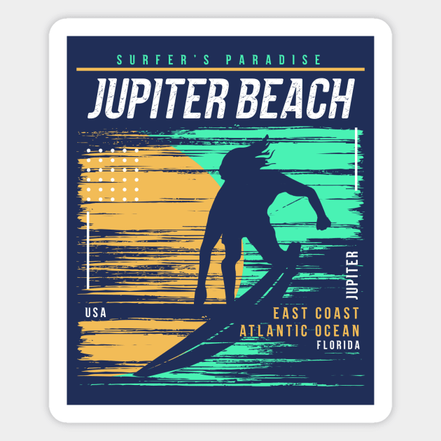Retro Surfing Jupiter Beach, Florida // Vintage Surfer Beach // Surfer's Paradise Magnet by Now Boarding